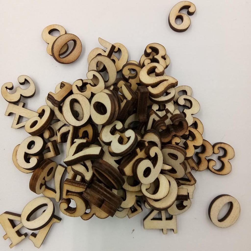 100 Pcs Mixed Wood Alphabet Letters Numbers Button DIY Craft Sewing Scrapbooking