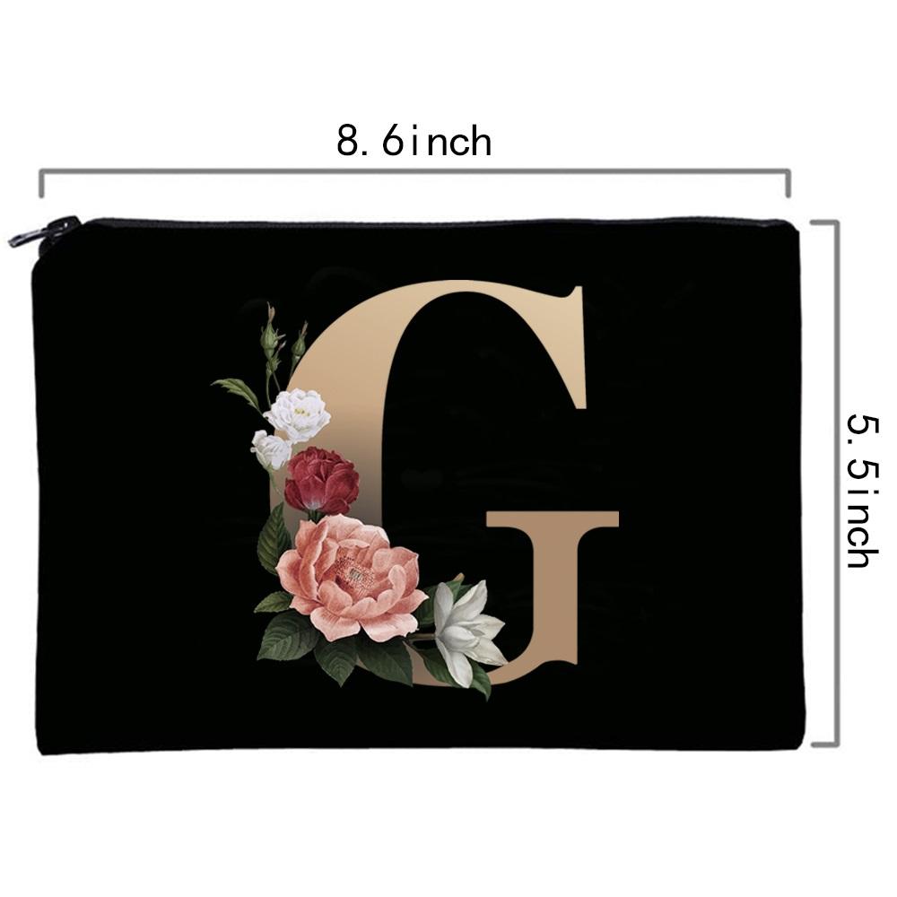 Damen Kosmetiktasche Make-up Tasche Weiblich Initialen Namensbuchstaben Muster Lippenstift Taschen Handtaschen Reißverschluss Federmäppchen für das Büro