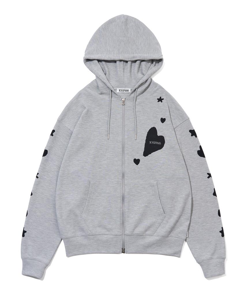 Youhee [3Colors] Graphic Waffle Hood Zip-Up
