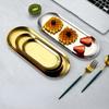 Gold/Silver Oval Decorative Tray Jewelry Tray Towel/Vanity Tray Dish Plate Tray Tea Fruit Storage Trays Cosmetics Jewelry Organizer