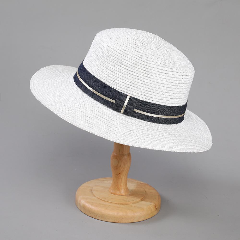 Flat Top Straw Hat Women's Summer Papyrus Weaving Small Fragrance Internet Celebrity Fashion Travel Vacation Seaside Beach Sun Protection Hat