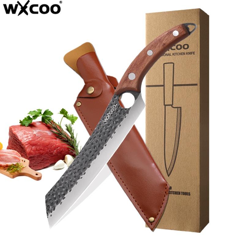 WXCOO High Carbon Stainless Steel Butcher Knife Multifunctional Boning Knife for Fruits Meat Cleaver Kitchen Knife Cooking Tool