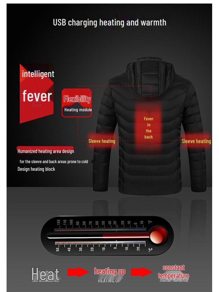 Men's Smart USB-Heated Winter Jacket with 21-Zone Temperature Control