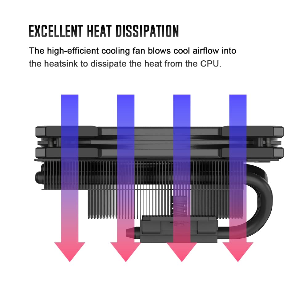 ID-COOLING IS-55 BLACK Low Profile CPU Air Cooler, 57mm Height, 5 Heat Pipes, 120x120x15mm Slim Fan, for Intel LGA1700/115X/1200 and AMD AM4/AM5 Deskt