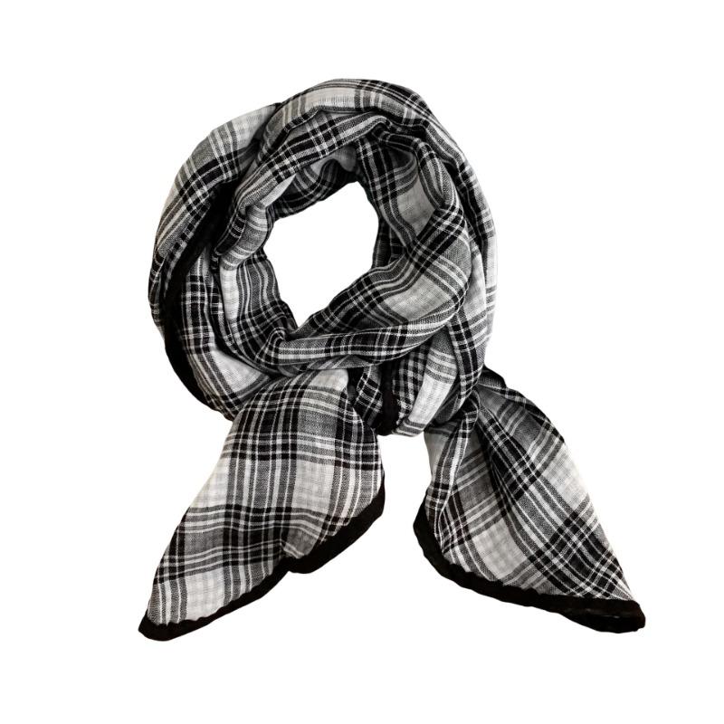 Silk Scarf New Literary Idyllic Bag Headscarf Headband Scarf Scarf Small Shawl Fashion Plaid Triangle Scarf Tied Waist
