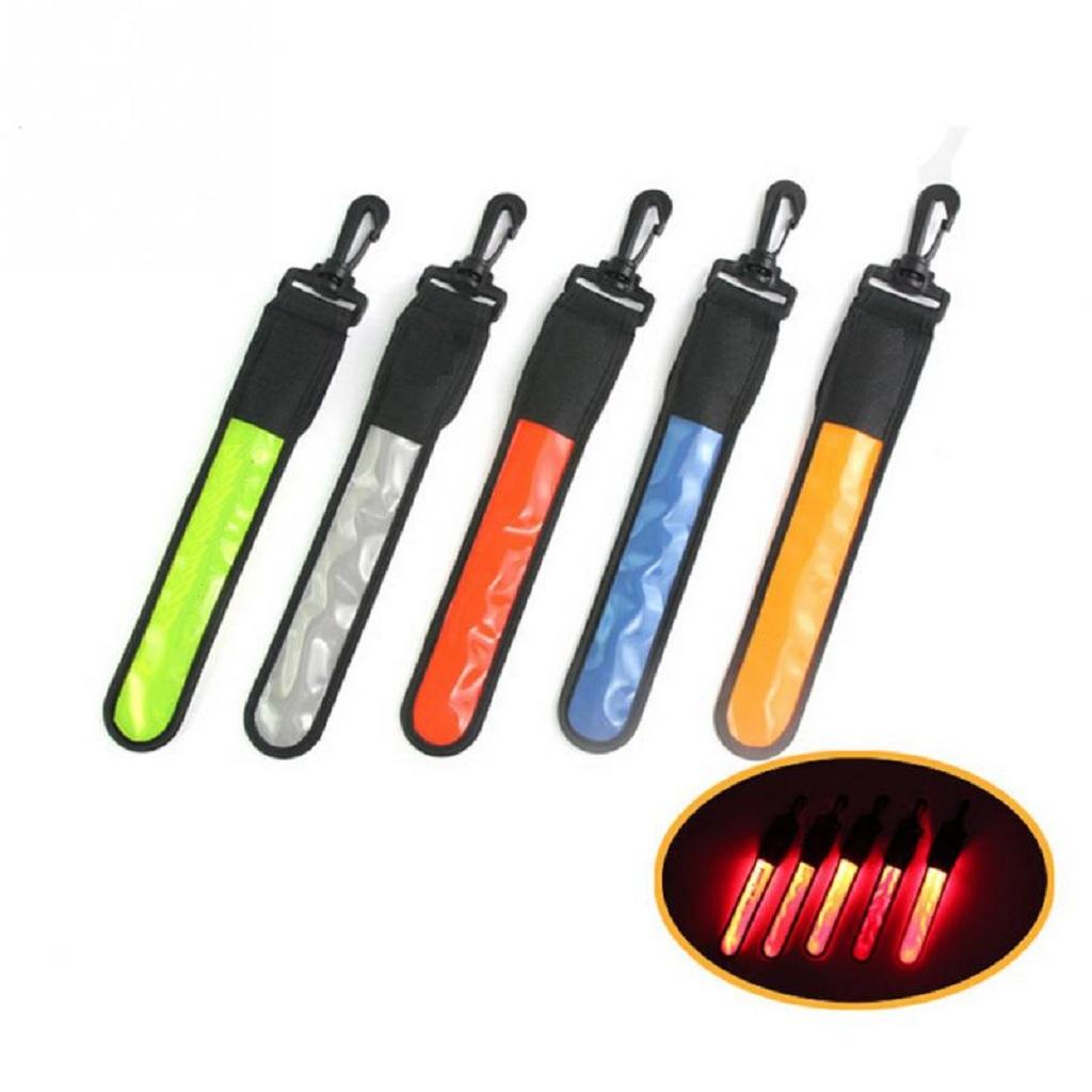 LED Reflective Strip Rechargeable Backpack Tag Safety Light for Night Cycling Hiking Walking School