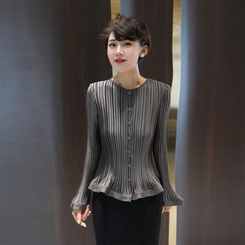 Cămașă Toamnă Stil Nou Femei Design La Modă Casual Culoare Solidă Mânecă Lungă Topuri