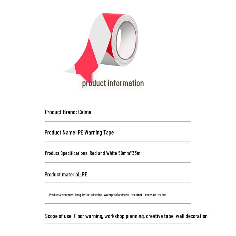 Cai Ma Red & White PE Safety Warning Tape