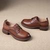 Dámské mokasíny z hovězí kůže první vrstvy, nové jarní a podzimní, ležérní, retro, šněrovací, britský styl, pracovní malé kožené boty, dámské jednoboty