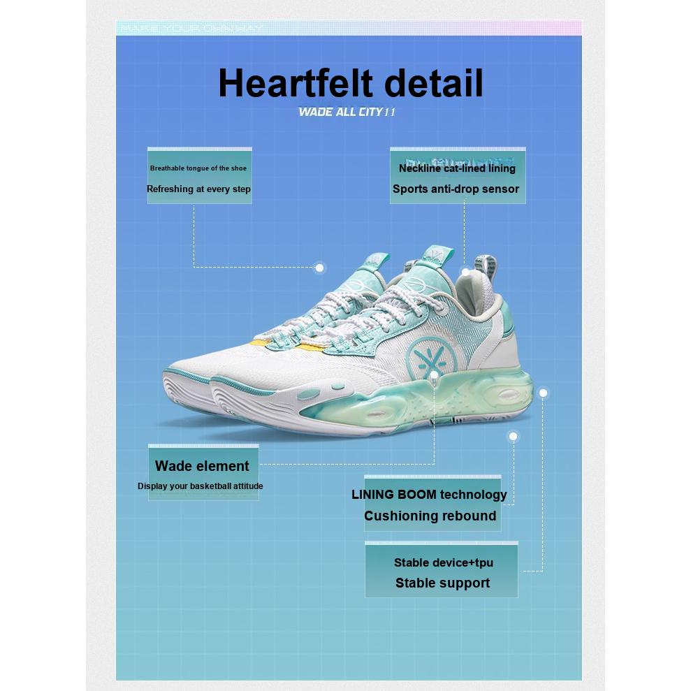 Li Ning City 12 Pelle Sintetica Casual Sport Leggere Antiscivolo Resistenti all'Usura Rimbalzo Scarpe da Basket Basse Scarpe da Basket per Bambini YKBU020-1