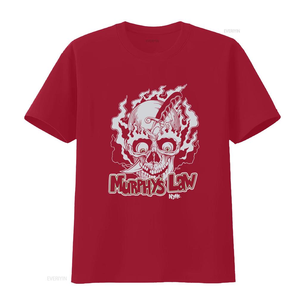 Vintage 90s Murphys Law NYHC Skull T Shirt with Knife and Flame Design Vintage Washed Comfortable Versatile Stretched Fashion