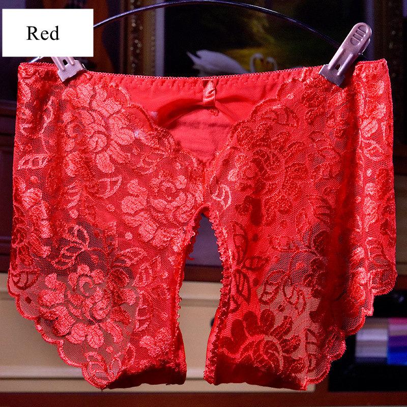 M - XXXL Plus Size Underwear Women Sexy Lace Transparent Panties With Holes For Sex Products Temptation Open Crotch Nightwear