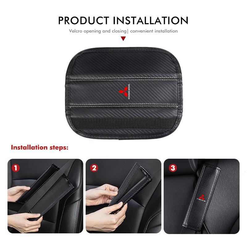 Car Logo Seat Belt Cover Shoulder Strap Protector Pads Interior Accessories For Mitsubishi Outlander Pajero Sport Lancer EX ASX