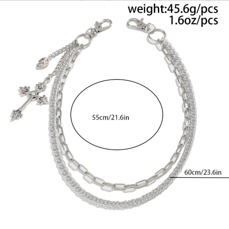 Fashion Punk Metal Pants Chain Hip Hop Waist Chains Cross Skull Pendant Jeans Belts For Men Women Accessories Gifts