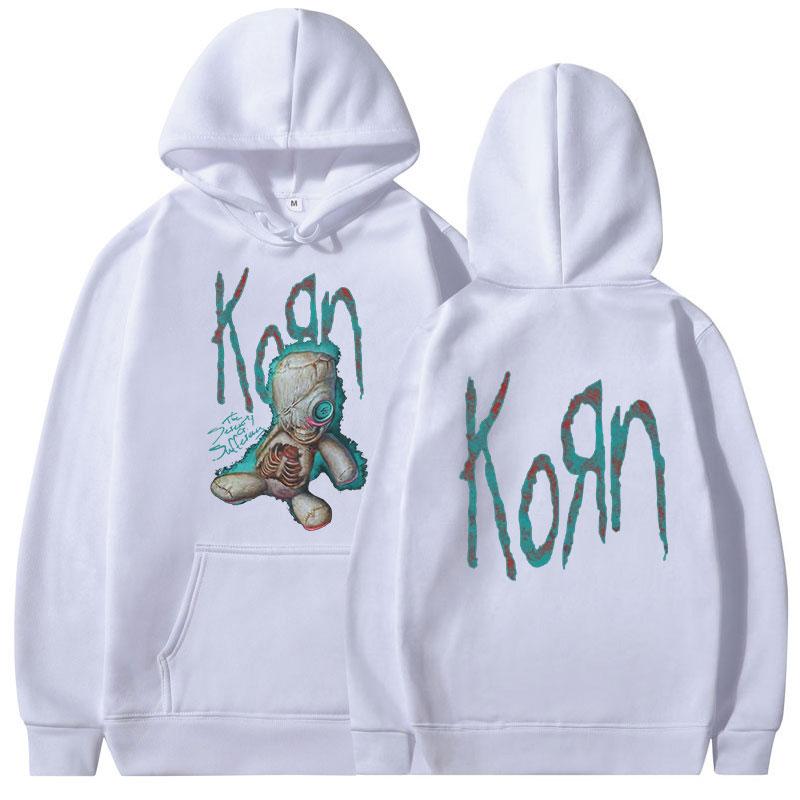 Goth‑rock Men Hoodie Creepy Rag‑doll Distressed Drip‑style Letter Art Pullover For Trendy Daily Street Casual Outfits