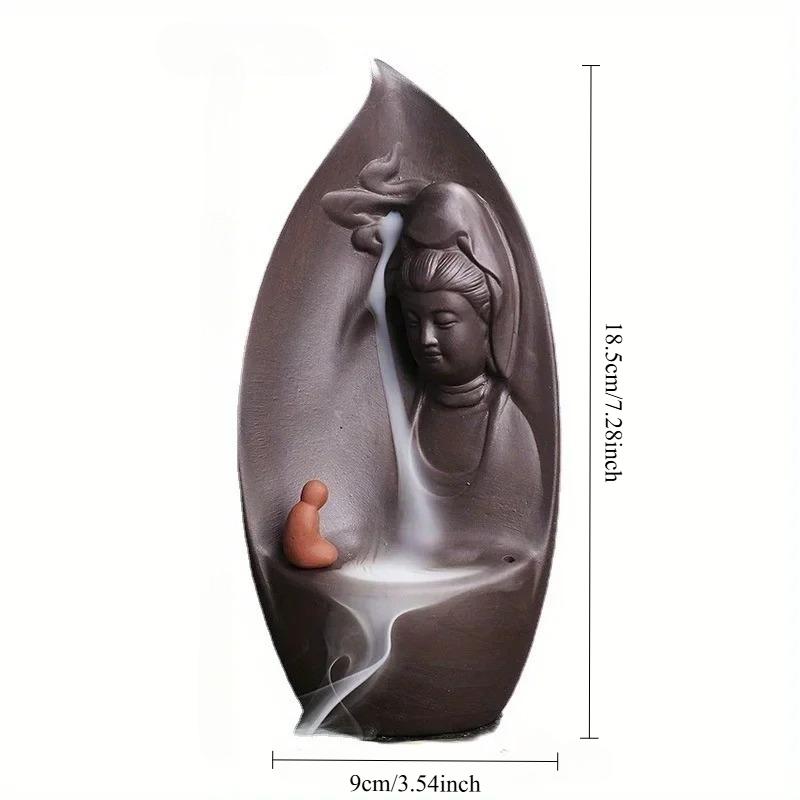 

1 шт., Авалокитешвара Фиолетовая глина Буддизм Обратный поток Подставка для благовоний Держатель для аромапалочек Домашний декор (Без благовоний)