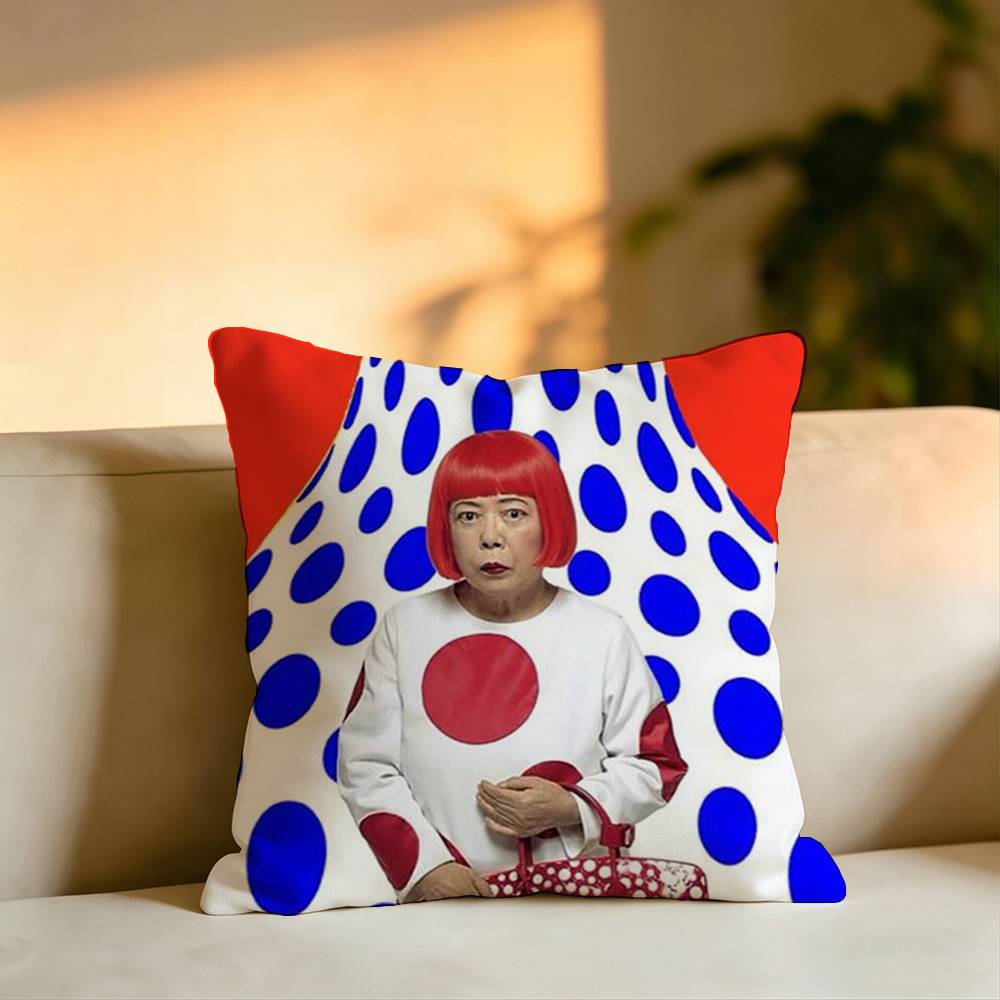 YYayoi Art KKusama Pillow Case Square DoubleSided Sofa Cushion Cover Bedroom Bedside Pillow