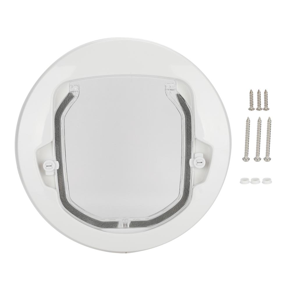 Twoway In Out Pet Dog Cat Flap Magnet Door Round Plastic Doorway Supply White Color