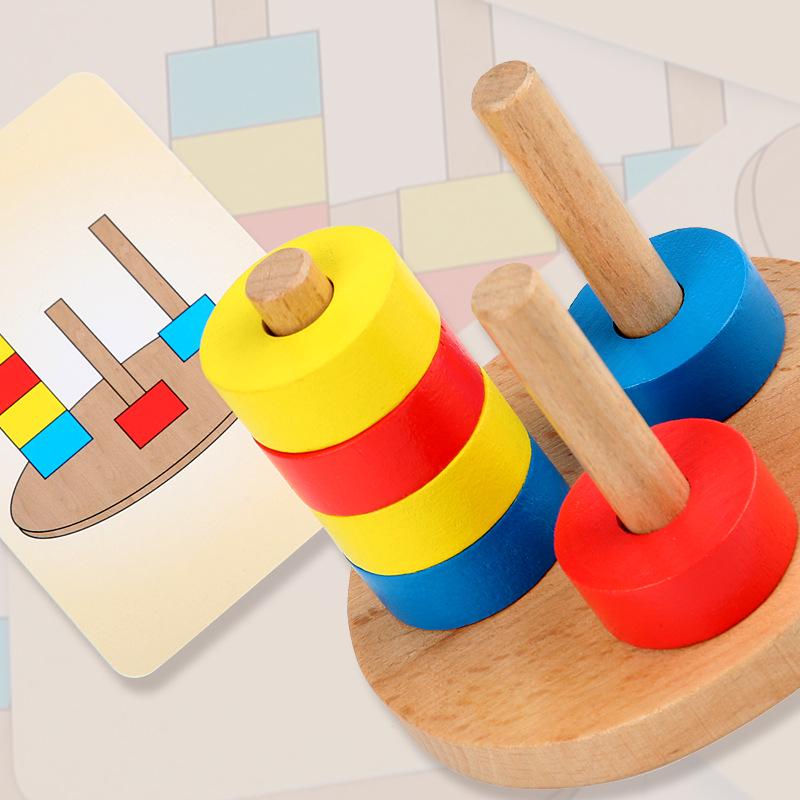 Montessori Colorful Stacking Rings - Interactive 3D Puzzle & Brain Training Wooden Toy for Kids