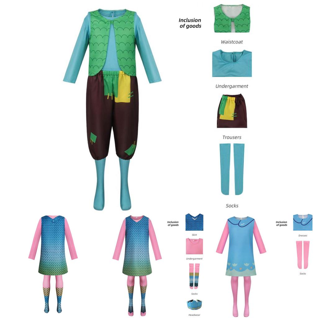 Cute Fantasy Trolls Cosplay Costume Poppy Dress Anime Halloween Stage Outfit