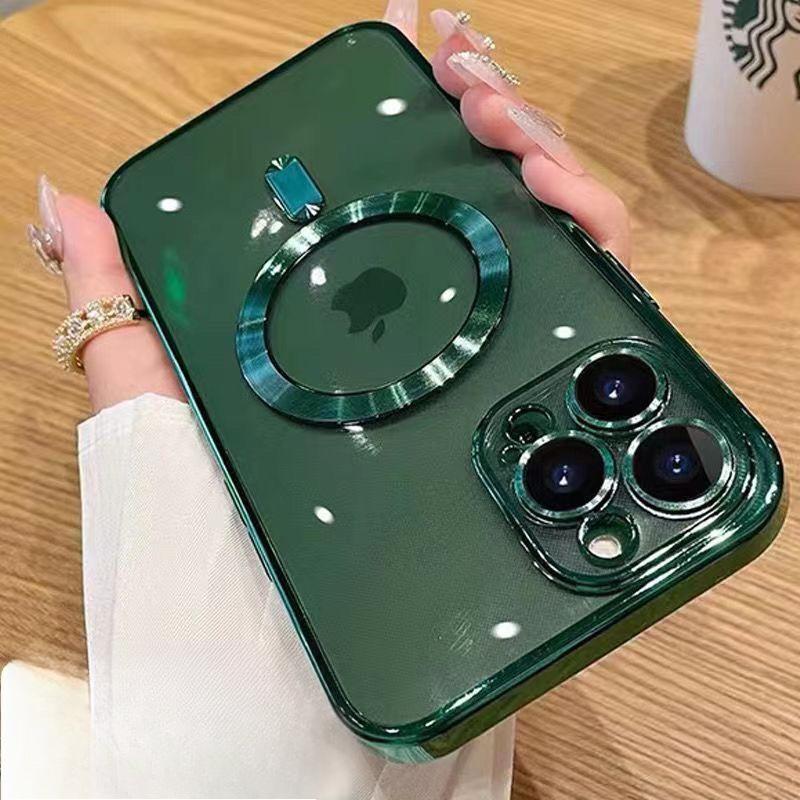 Aplicable a IPhone16Pro Funda magnética electrochapada para teléfono Apple 15 Carcasa blanda Cubierta completa 14 Transparente 13pro Funda protectora