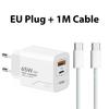 Xiaomi GaN Fast Charging 65W USB Type C Charger EU KR US PD 3.0 Quick Charge Wall For Phone Adapter For iPhone 15 Xiaomi Huawei Samsung