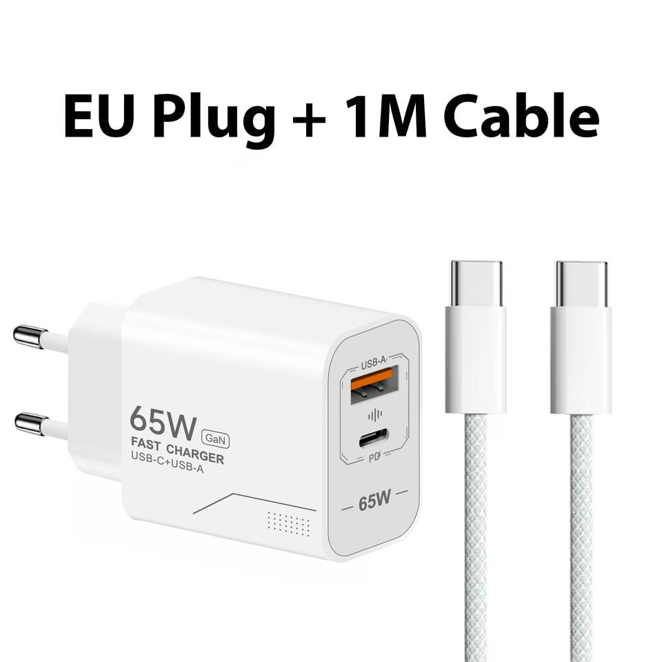 Xiaomi GaN Fast Charging 65W USB Type C Charger EU KR US PD 3.0 Quick Charge Wall For Phone Adapter For iPhone 15 Xiaomi Huawei Samsung