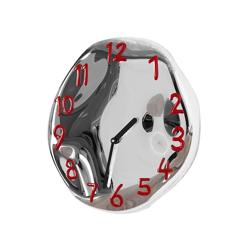 

Electroplated Hanging Clock Bedroom Wall Clocks Living Rooms Suspend Watch Home Furnishings Ceramic Modern Silent Accessories червоний