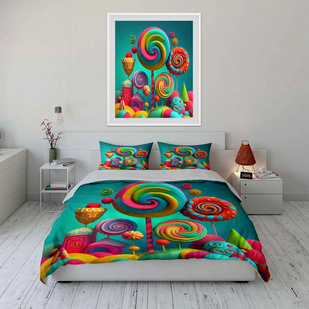 Whimsical Candy Wonderland. Bedding Sets Duvet Covers Pillowcases(1* Duvet Cover 2* Pillowcases Without Duvet Insert)