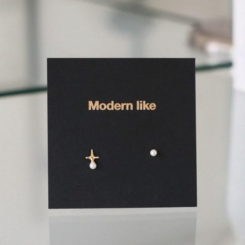 

modernlike 14k gold night sky pearl earrings Yellow Gold