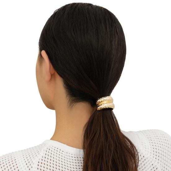Geometric Metal Hair Tie, Alloy Elastic Ponytail Holder for Women, Minimalist Square Hair Ring for Daily Commuting Use