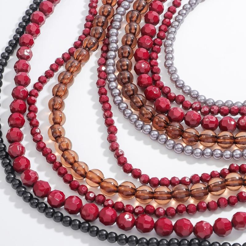 Fashionable Waterfall Tassels Necklace Handmade Multilayer Beads Necklace for Women Stylish Party and Holiday Wear