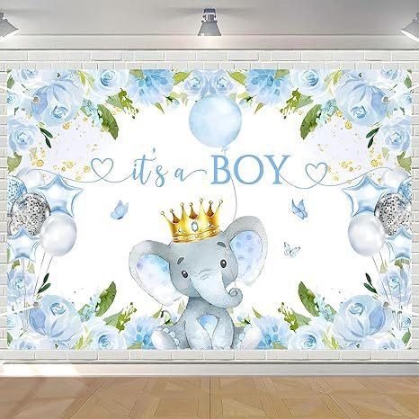 Baby Blue Elephant Birthday Party Photography Background Baby Bath Boy Banner