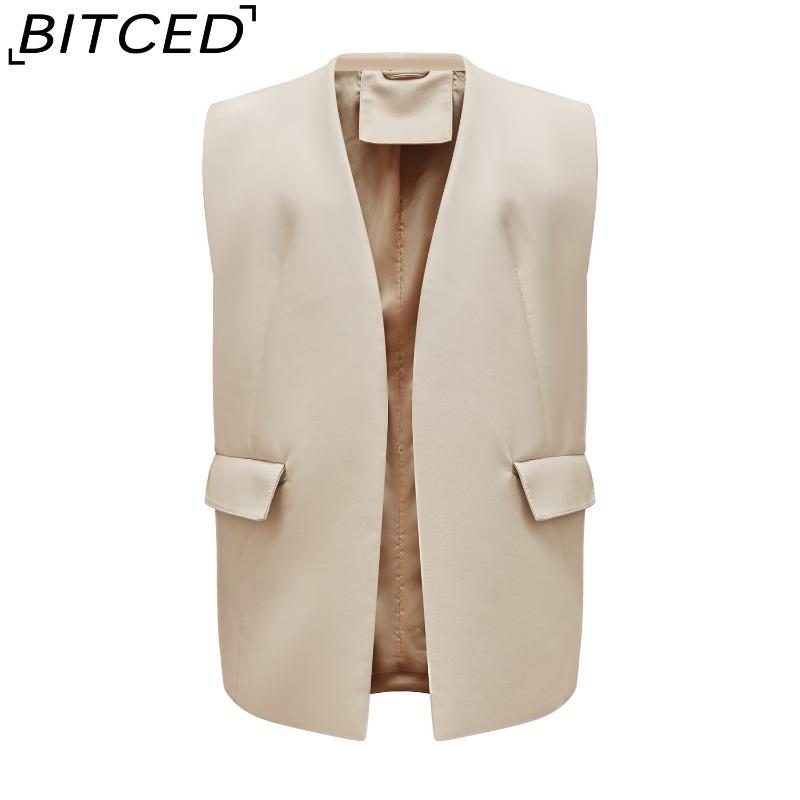 BITCED Sleeveless PU Leather Waistcoat Loose Fit Plus Size Women's Vest Cardigan Short Jacket