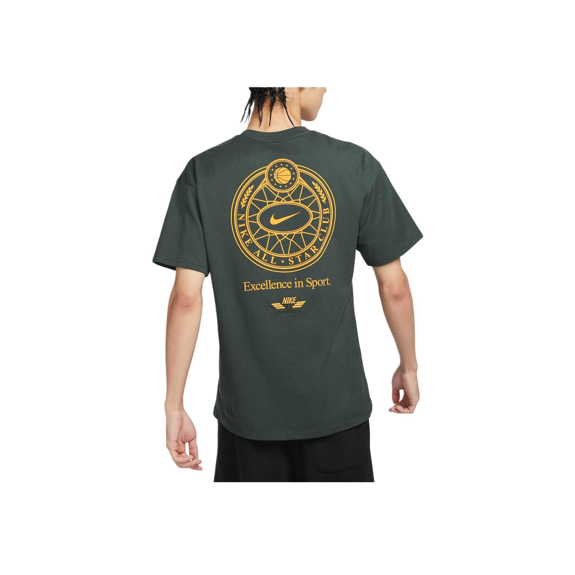 

Nike Винтажный принт свободный свитер короткий рукав футболка мужские топы каньон-зеленый HJ6544-341 M