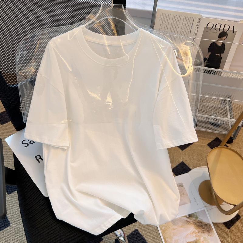 Cotton short-sleeved t-shirt women s summer new Korean version loose large size women s casual versatile T-shirt women s top S【 40-50kg 】