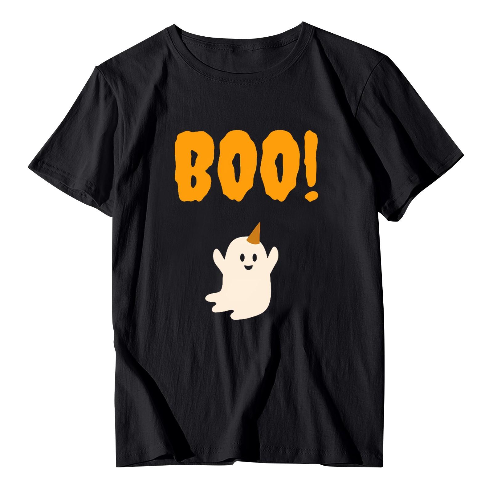 

Женская свободная повседневная футболка с круглым вырезом и коротким рукавом с принтом Хэллоуина L чёрный