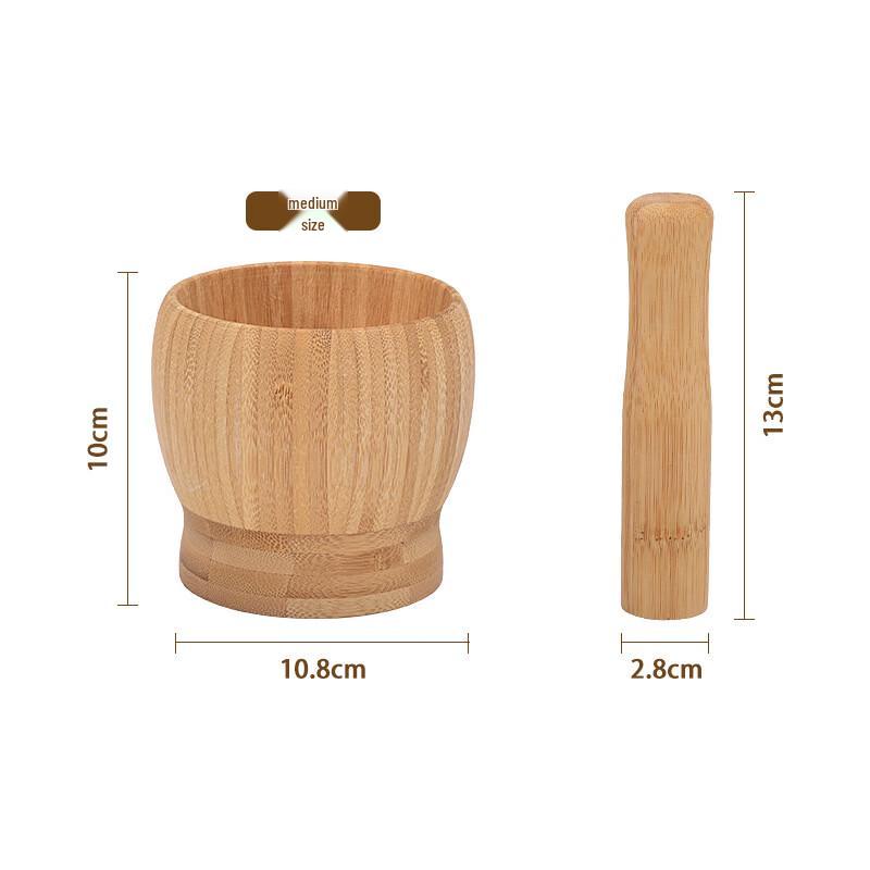 Imported Bamboo Garlic Mortar and Pestle Set