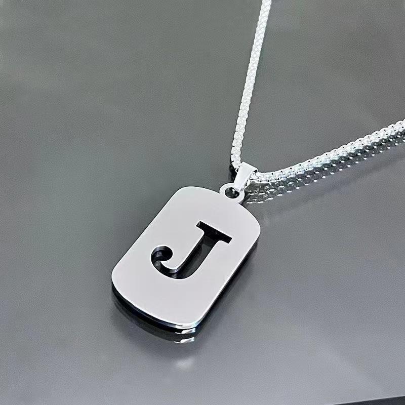 26 Letters English Titanium Steel Necklace Men'S And Women'S Versatile Sweater Sweater Chain Simple Fashion Collarbone Chain