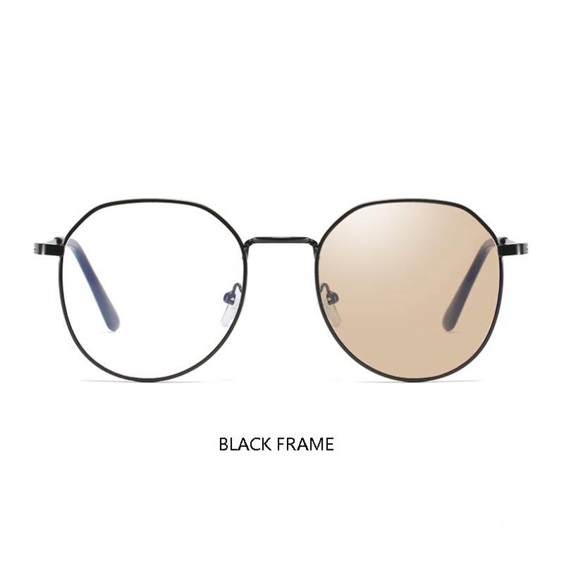 Metal Anti Blue Light Myopia Glasses Pink Gold Frame Polygon Nearsighted Spectacles 0 To -6.0