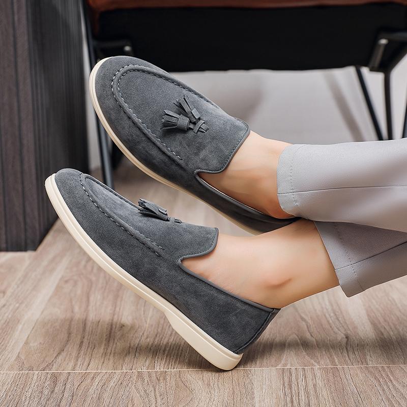 Fashion Suede Leather Loafers Luxury Mens Casual Shoes Business Shoes Soft Male Driving Shoe Comfortable Moccasins Plus Size Men Shoes