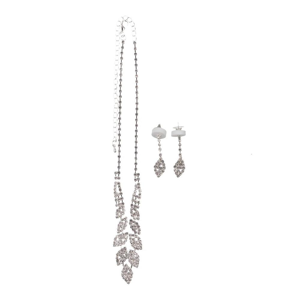 

Fashion Crystal Bride Jewelry Set Elegant Rhinestone Tassel Necklace Earrings Banquet