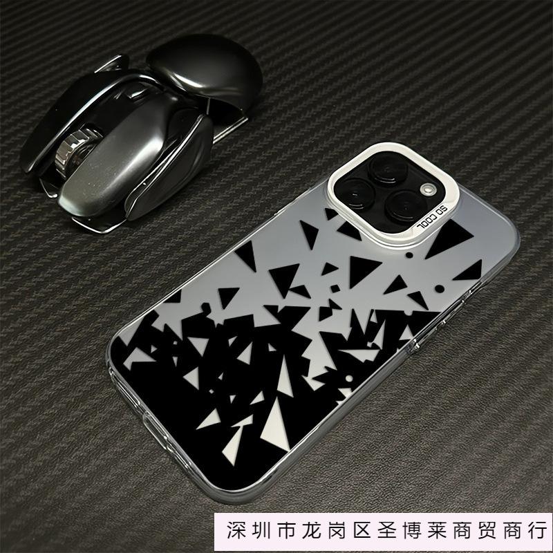 The Broken Pattern Is Suitable for Apple 15 Mobile Phone Case, Colored Silver 14promax, New Creative 13pro Hard Xsmax Tide.