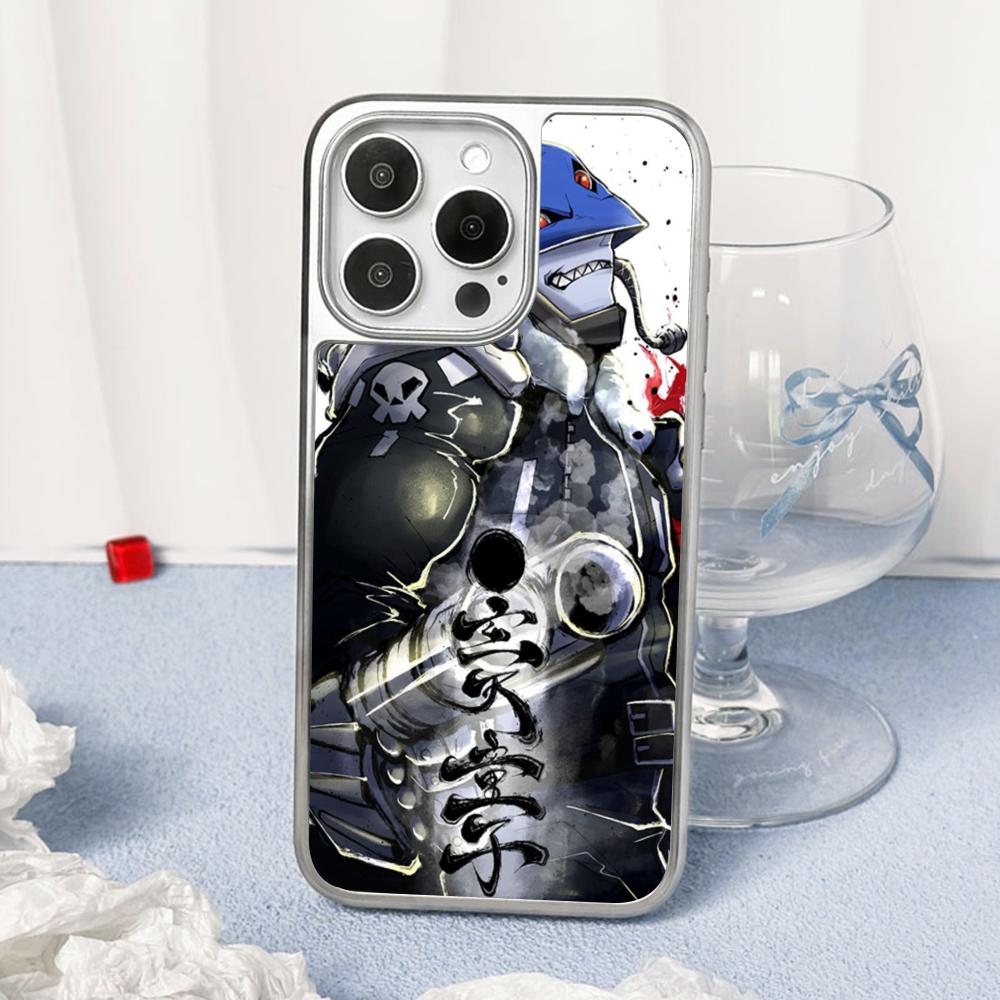 Classic Anime Digimon Japan Art Poster Phone Case for iPhone 16 15 14 13 12 11 Pro Max Sheepskin Silver-edged Protective Case