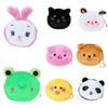 Cute Plush Coin Purse With Bear Head Design Cartoon Print Polyester Material