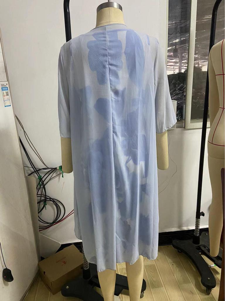 2024 Summer Women's Floral Print Slim Fit Two-Piece Dress