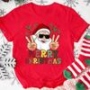 Merry Christmas Women Tshirts Santa Claus Pattern Short Sleeves Xmas Printed Summer Fashion Women Tops Casual Clothing