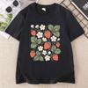 Vintage Boho Strawberry TShirt Unisex Unisex Wildflower Tee Aesthetic Garden Fruit Top Casual Round Neck Printed Cotton Short