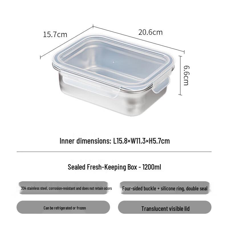 NIVORCE 304 Stainless Steel Food Storage Container