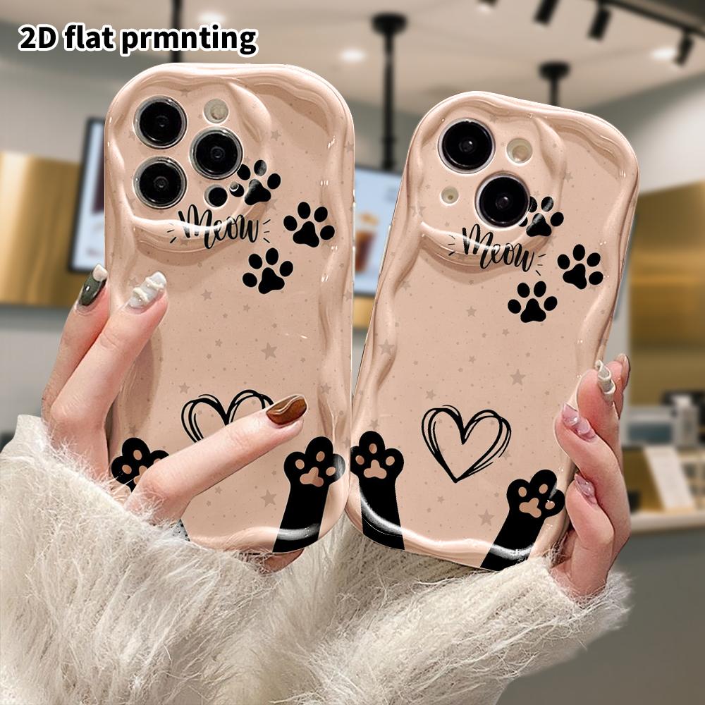 Phone Case: 2D flat design suitable for iPhone 18 17 16 15 14 13 Pro protective case, cat paws, perfect Christmas and Halloween holiday gift